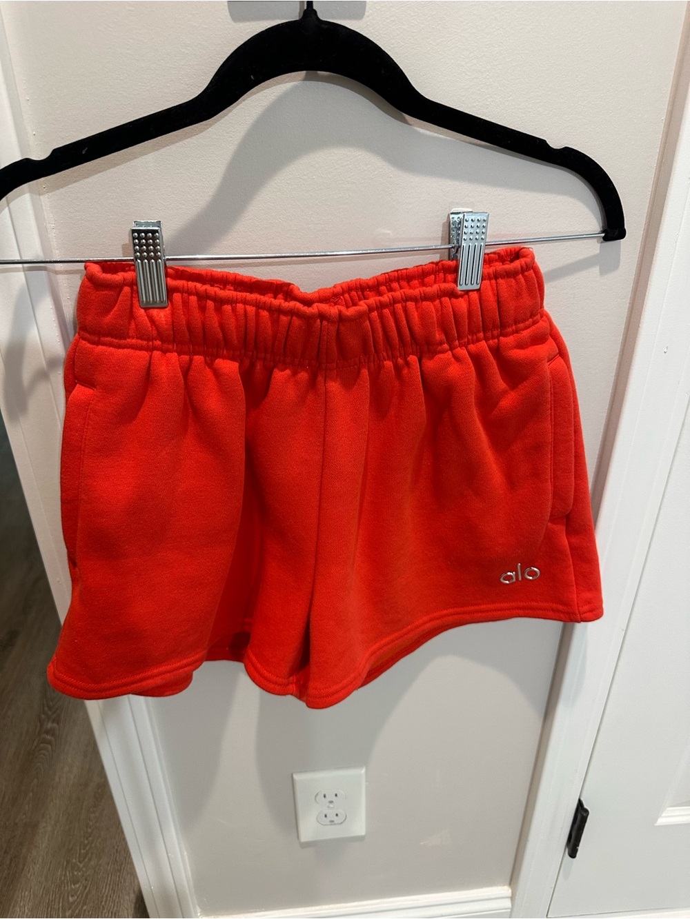 ALO Yoga Bright Coral Fleece Shorts